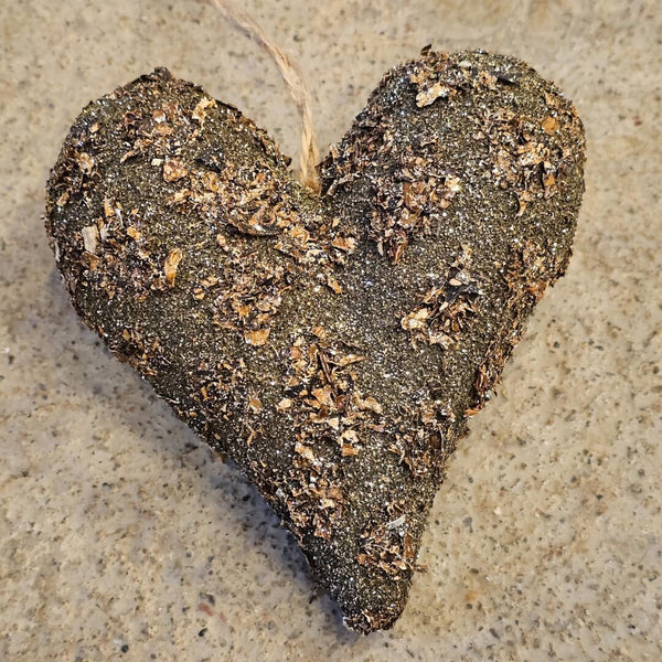 Glimmer Julekugle Hjerte naturlook