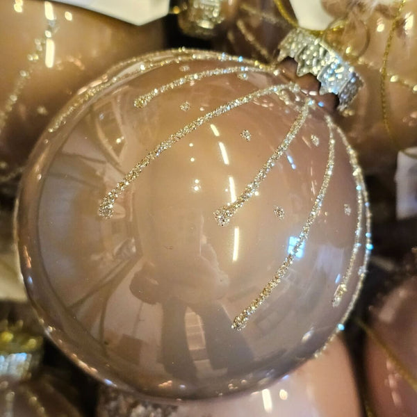 Mocca Julekugle glas med glimmer