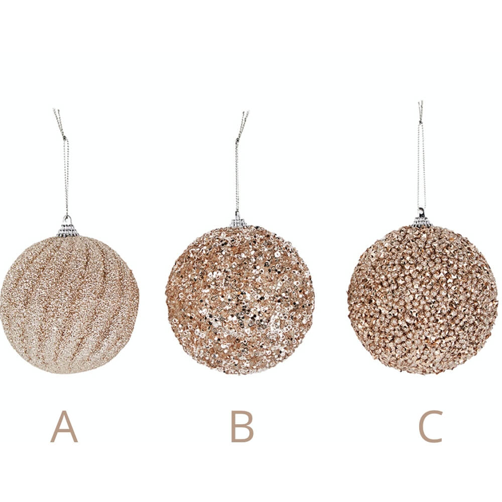 Glimmer Julekugler 10 cm champagne