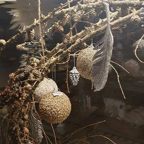 Stor Glimmer Fjer sølv