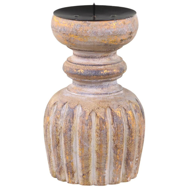 Trælysestage med guld