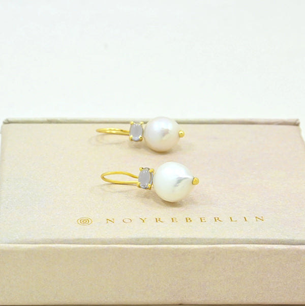 Jordyn forgyldte Øreringe med perle & tanzanit