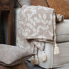 Aix vævet Plaid m kvaster latte/creme 150 x 130