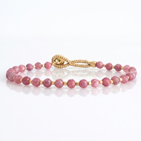 Bo Round perlevævet armbånd pink turmalin