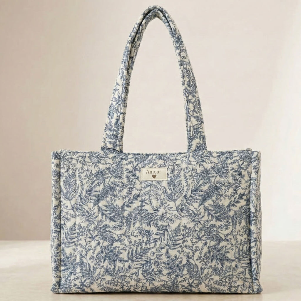 Botanique quiltet Shopper Taske blå blomster