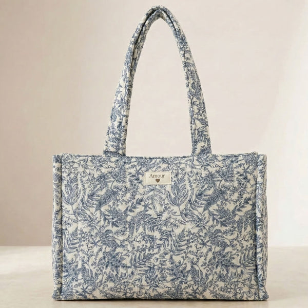 Botanique quiltet Shopper Taske blå blomster