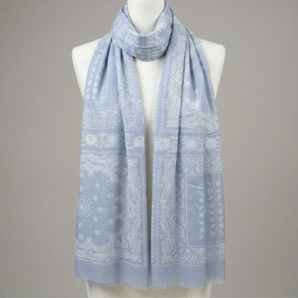 Breeze langt Tørklæde bandana print blå