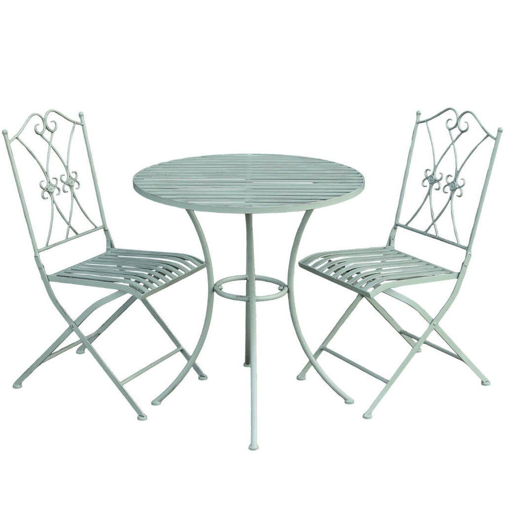 Cafésæt 2 stole og bord sart grøn