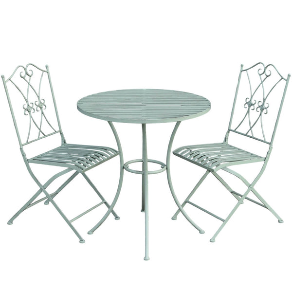 Cafésæt 2 stole og bord sart grøn