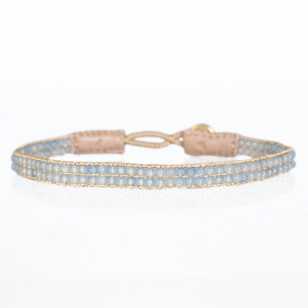 Cap Lise perlevævet armbånd blå chalcedon