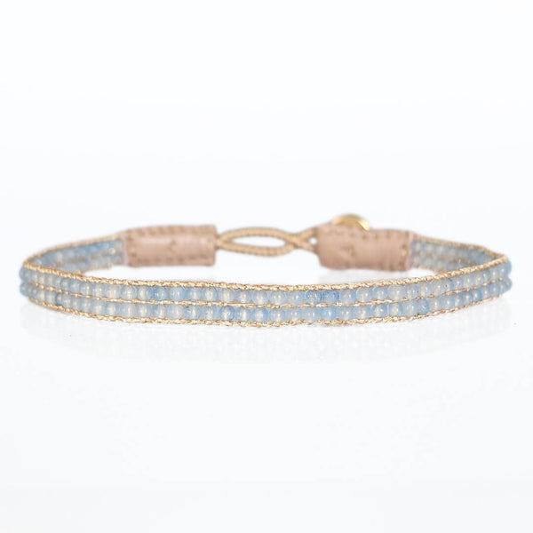 Cap Lise perlevævet armbånd blå chalcedon