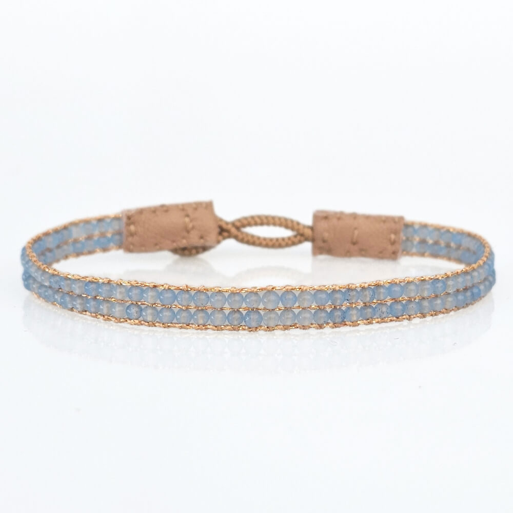 Cap Lise perlevævet armbånd blå chalcedon