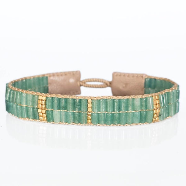 Cap Roi bredt perlevævet armbånd aventurin