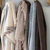 Cashmere Tørklæde frynser 100x70 creme