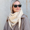 Cashmere Tørklæde frynser 100x70 creme