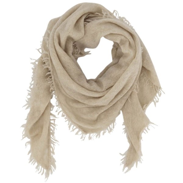 Cashmere Tørklæde frynser 100x70 creme