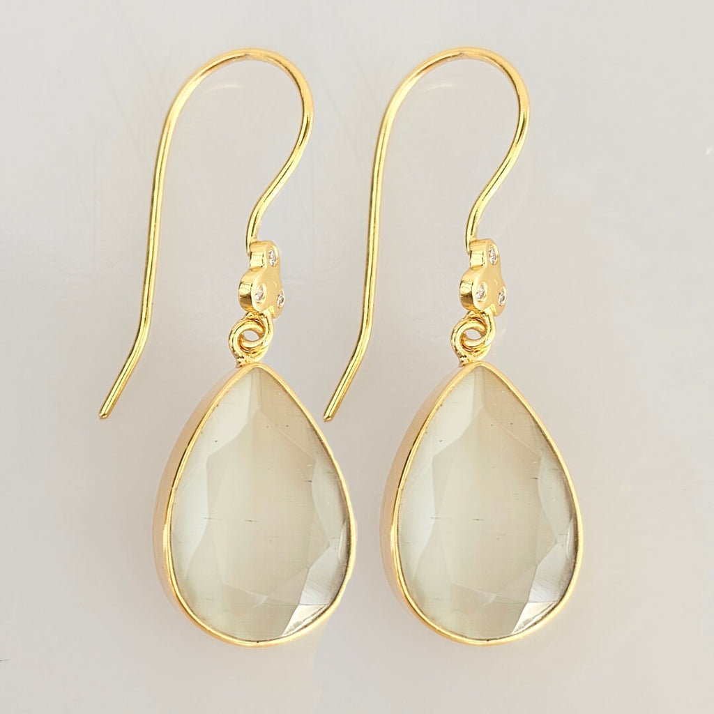 Empress Øreringe forgyldt dråbe månesten