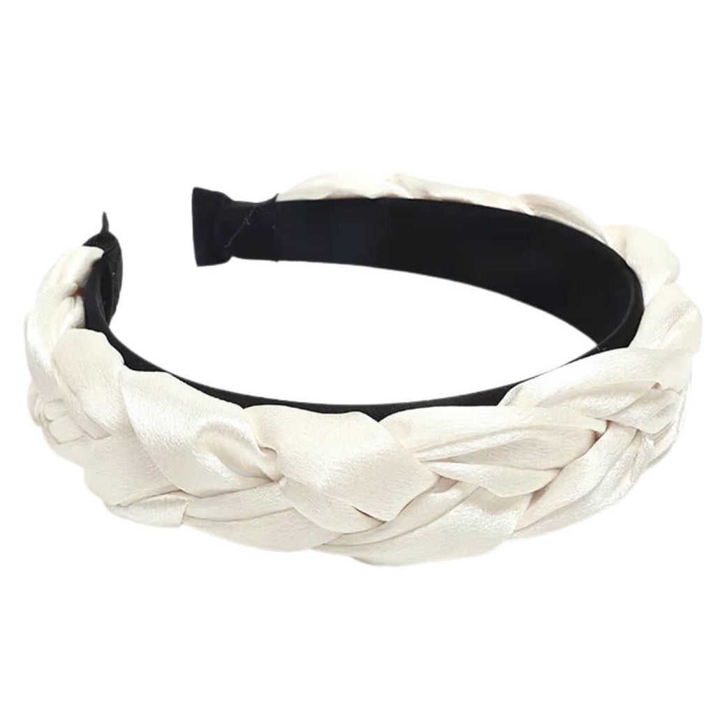Flettet Satin Hårbøjle Cremehvid