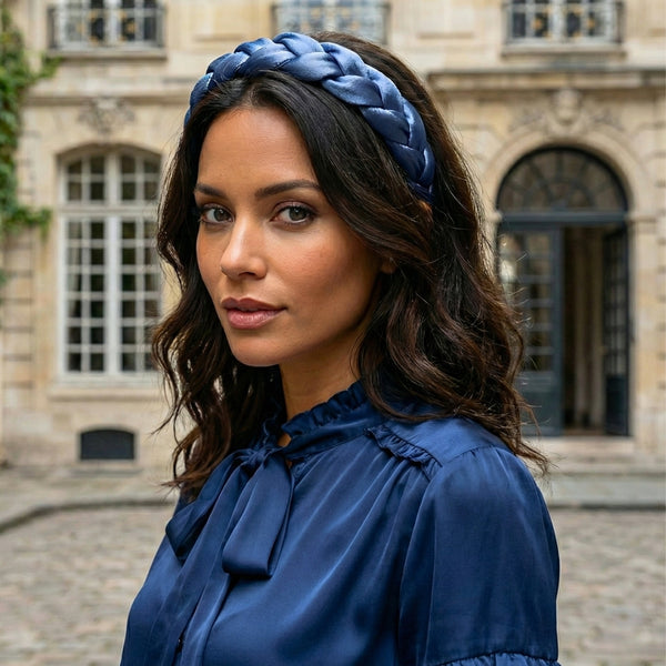 Flettet Satin Hårbøjle Blå