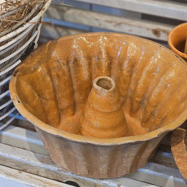 Antik Buddingeform glaseret lertøj