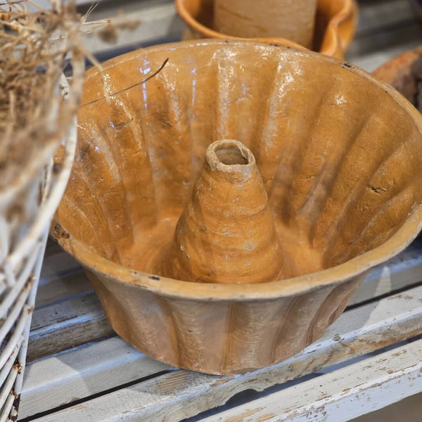 Antik Buddingeform glaseret lertøj