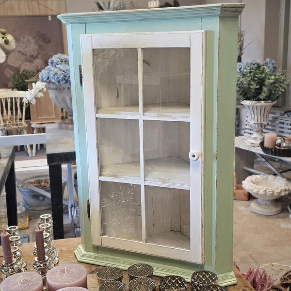 Vintage vitrine grøn/hvid