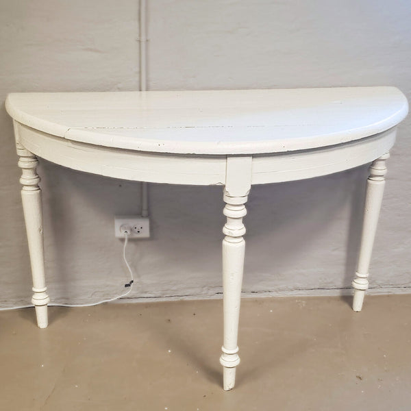 Gammelt Halvmåne Konsolbord cremehvid