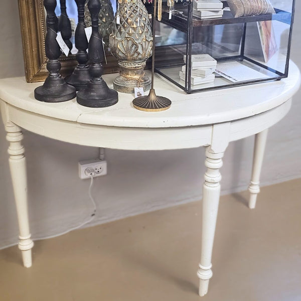 Gammelt Halvmåne Konsolbord cremehvid