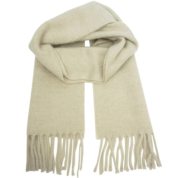 Halstørklæde Uldmix med frynser beige