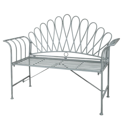 Havebænk i malet jern sky blue