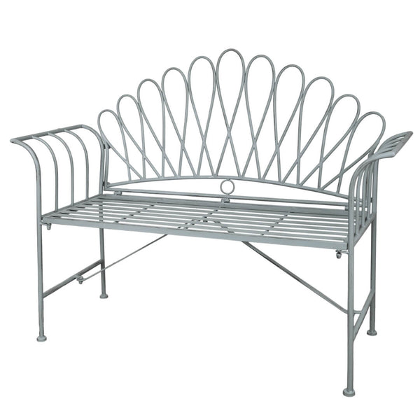 Havebænk i malet jern sky blue
