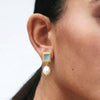 Janika forgyldte Øreringe med perle & aqua chalcedon