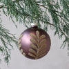 Julekugle bladmønster 8 cm mocca/guld