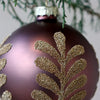 Julekugle bladmønster 8 cm mocca/guld