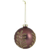 Julekugle bladmønster 8 cm mocca/guld