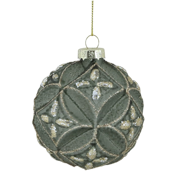 Julekugle med glimmer antik grøn