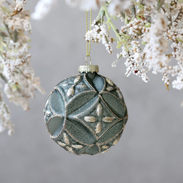 Julekugle med glimmer antik grøn