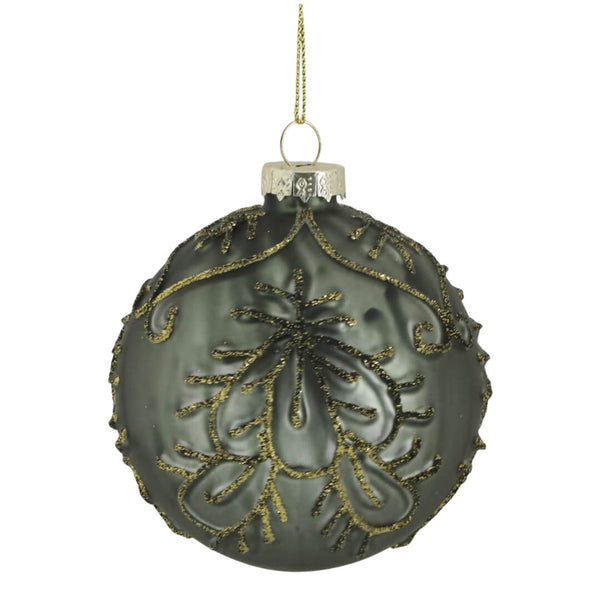 Julekugle med mønster antik grøn