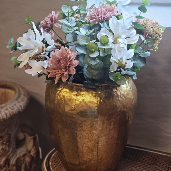 Kunstig Buket i hvid, rosa, grøn