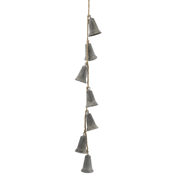 Lang Ranke med 7 metalklokker antique zink