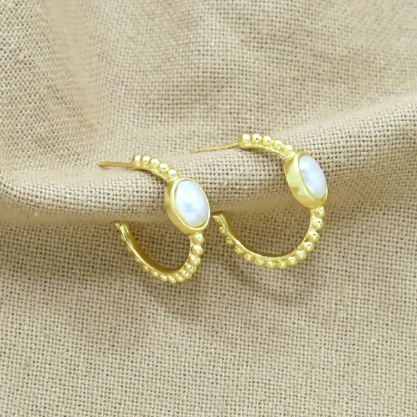 Lisa forgyldte Hoop Øreringe med perle