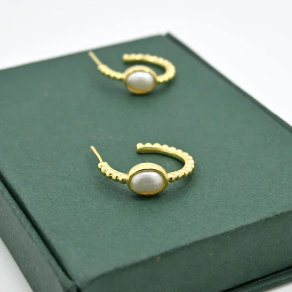 Lisa forgyldte Hoop Øreringe med perle