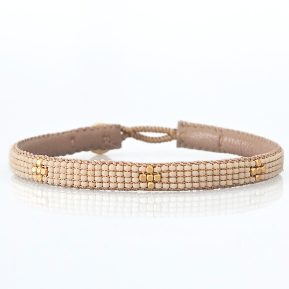 Little Star perlevævet Armbånd antique beige
