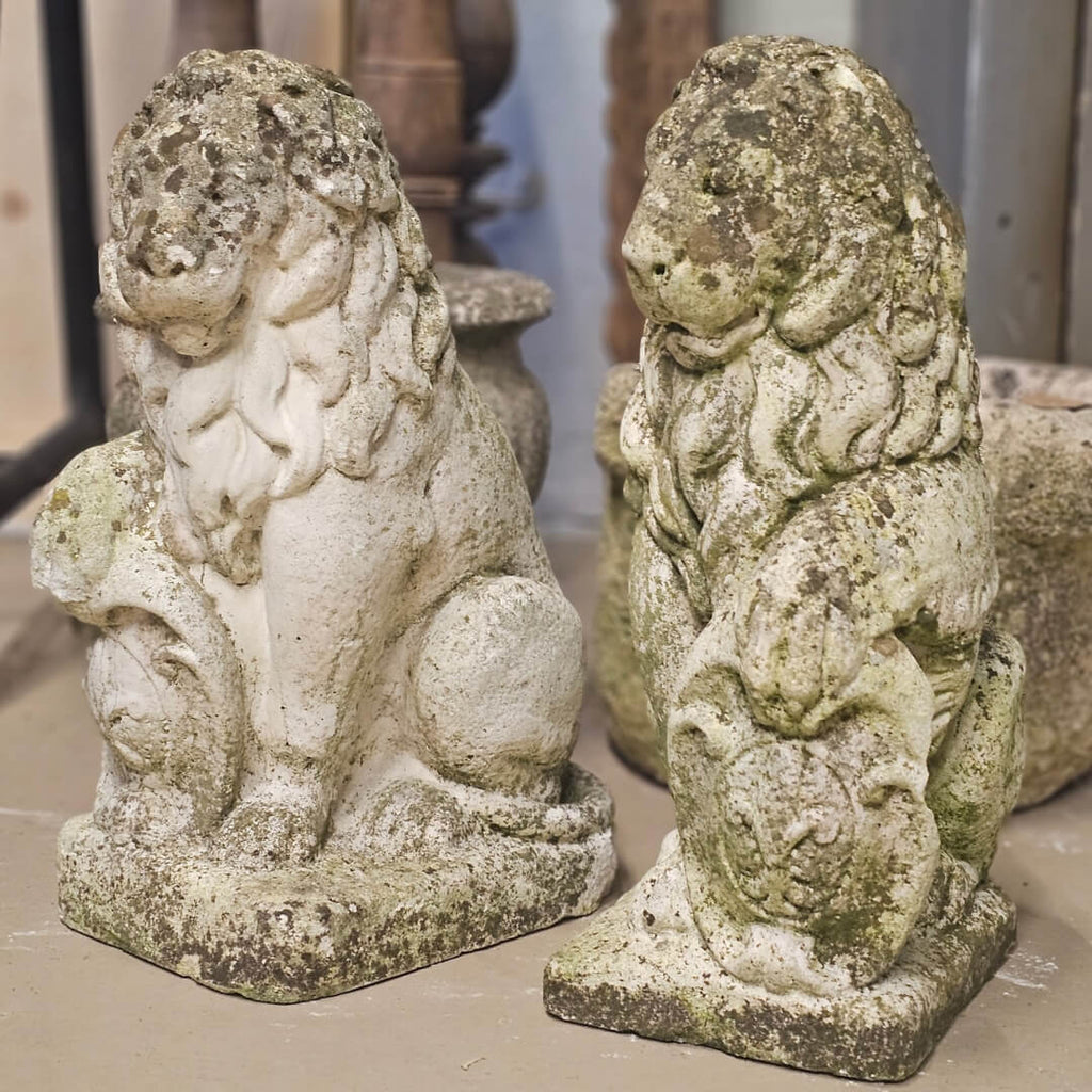 Løver figurer sæt marmor m patina