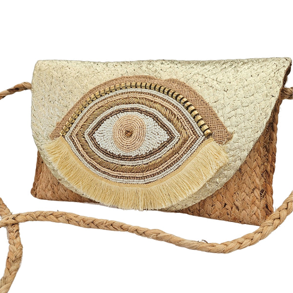 Lucky vævet Clutch med perlebroderi