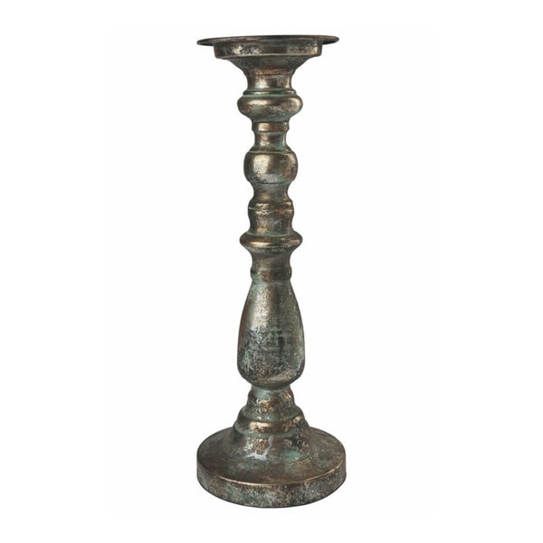 Lysestage til bloklys patineret guld 36 cm