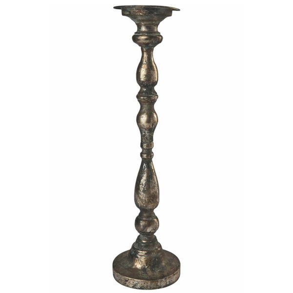 Lysestage til bloklys patineret guld 49 cm