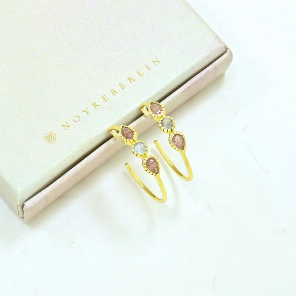 Oaklyn forgyldte Hoop labradorit & cherry Quartz