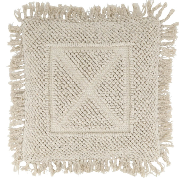 Pudebetræk tufted med frynser off white 50 x 50