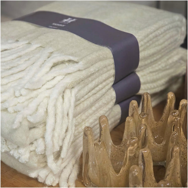 Monroe Plaid med frynser sand 130 x 160